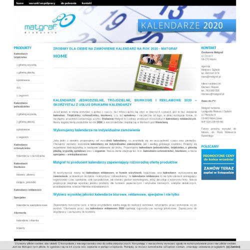 Warszawa - kalendarze jednodzielne z płaską główką