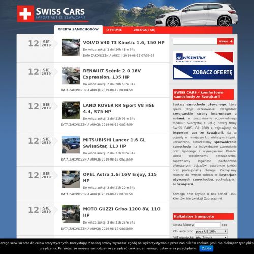 Import aut z szwajcarii