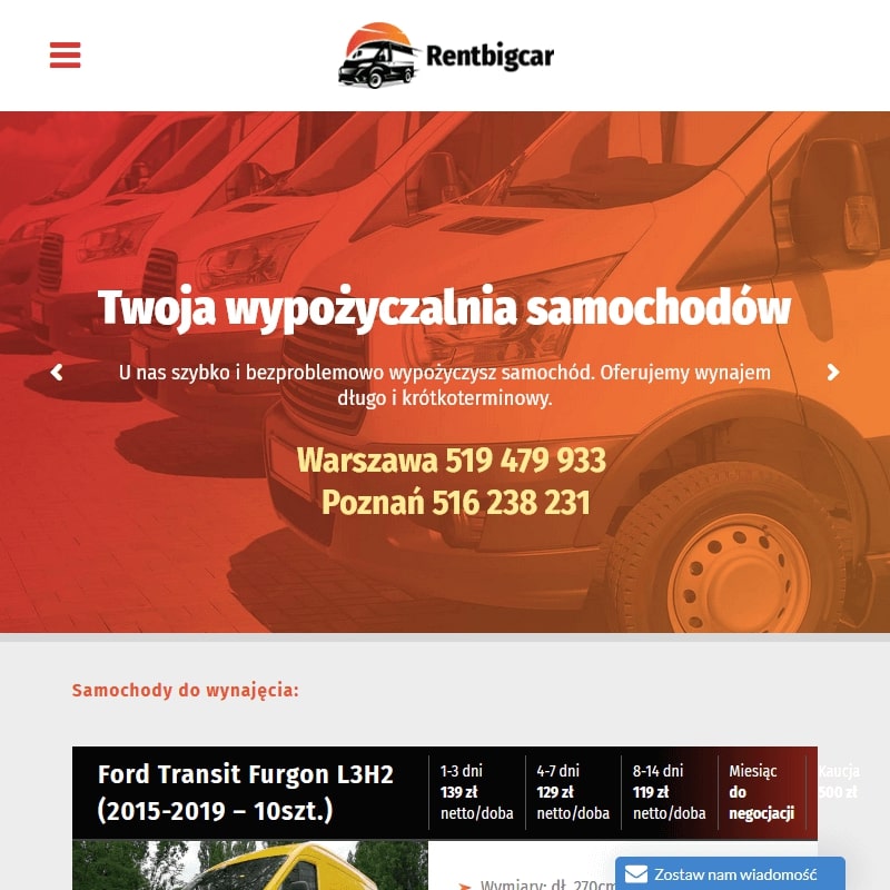 Warszawa - wynajem samochodów dostawczych do 3 5 tony
